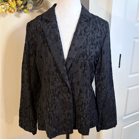 EILEEN FISHER Water Lily Textured Jacquard  Silk Blend BlazerJacket Sz Small - Picture 1 of 11